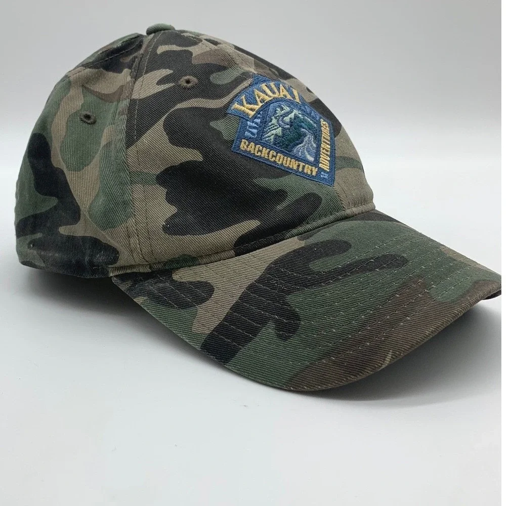 Kauai Backcountry Adventures Flexfit Hat L/XL Camo Woodland Embroidered Cap